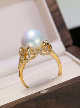 DIY配件S925纯银遮瑕款珍珠戒指