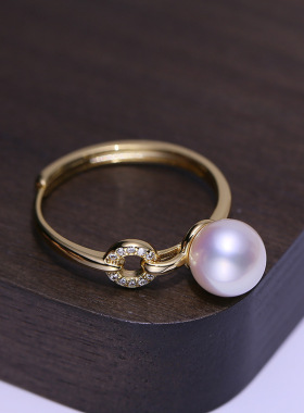 DIY配件S925纯银珍珠戒指空托配