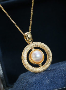 DIY配件 S925纯银旋转珍珠吊坠空托配饰 轻奢洋气项坠银托半成品