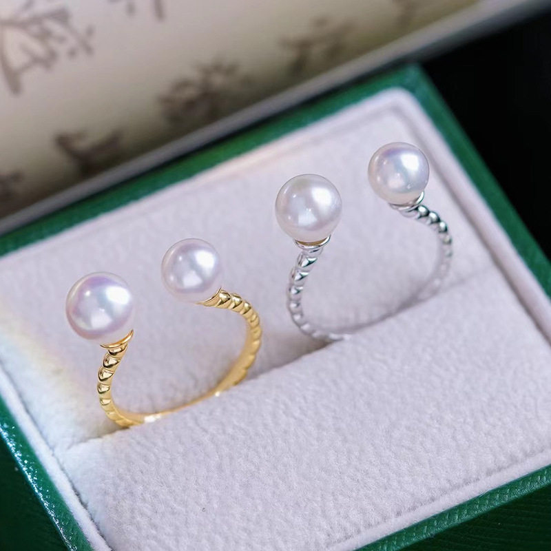 DIY配件S925纯银珍珠戒指空托配