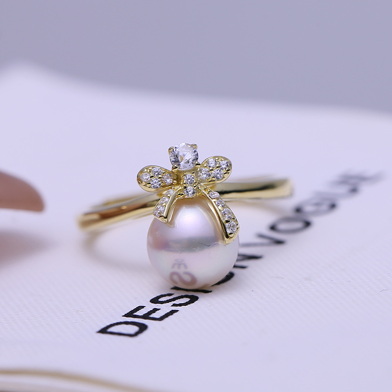 DIY配件S925纯银珍珠戒指空托