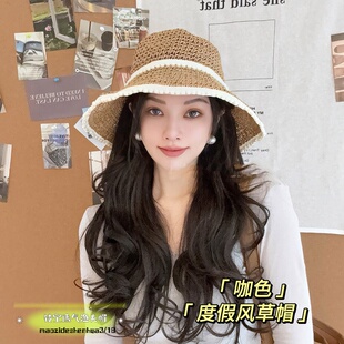 手工编制镂空珍珠渔夫帽子女夏季出游遮阳防晒帽女户外出游沙滩帽