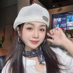 貝雷帽子女韓版 夏季 薄款 時(shí)尚 立體定型前進(jìn)帽可反戴顯臉小畫家帽夏