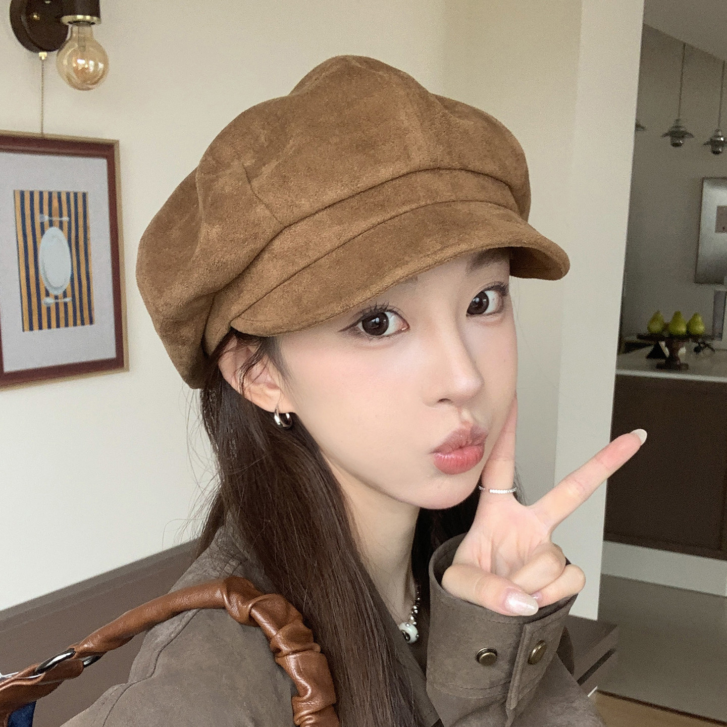 日系复古八角贝雷帽女显脸小