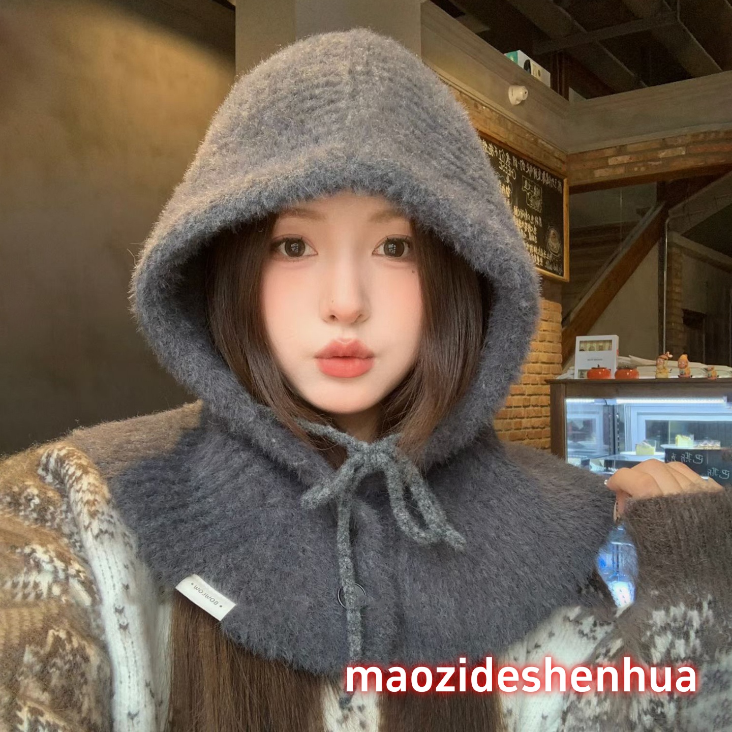 韩版毛绒绒巴拉克拉法帽子秋冬