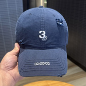 复古数字刺绣做旧棒球帽子女春季 时尚 破洞鸭舌帽遮阳防晒帽显脸小