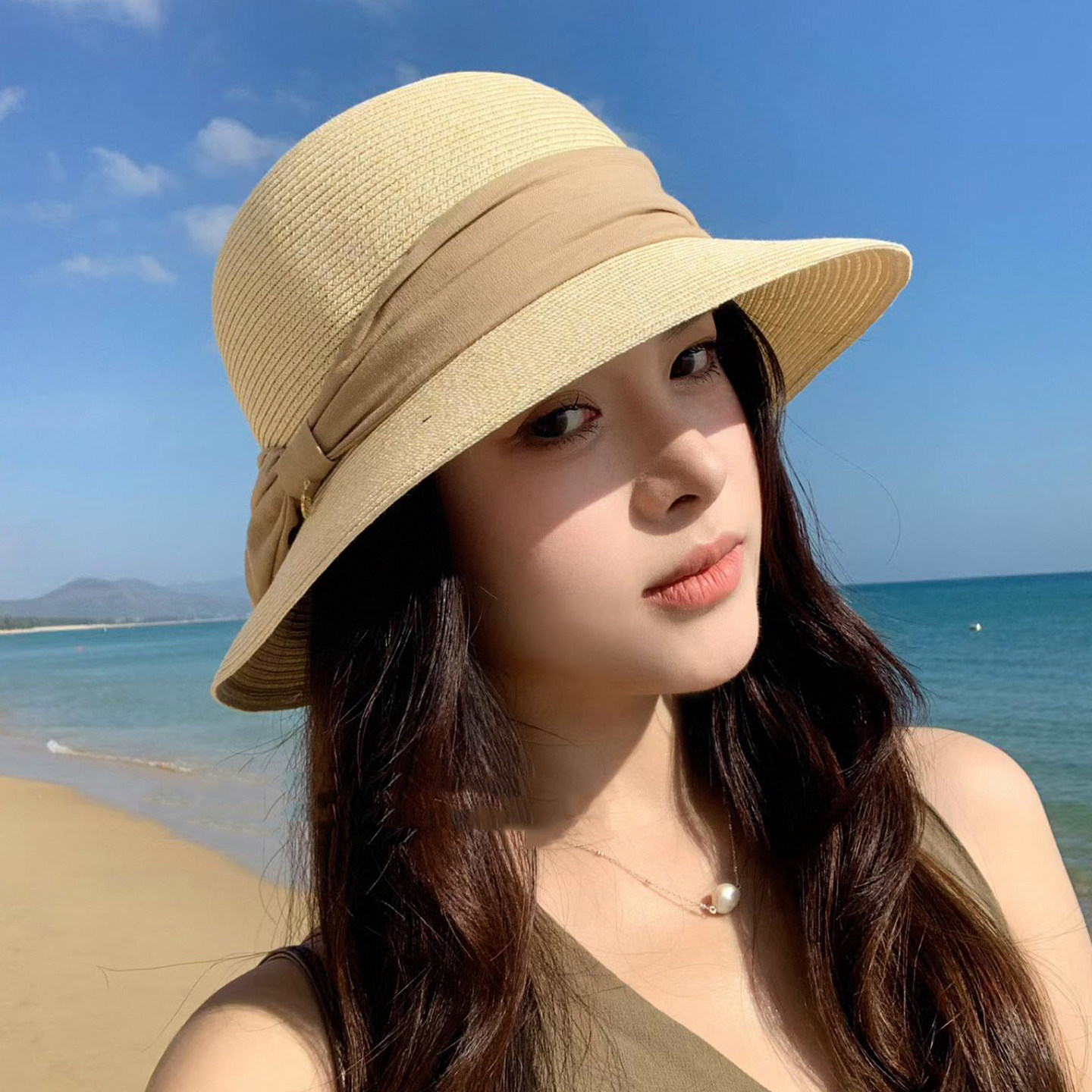 韩版蝴蝶结草帽女夏防晒沙滩帽