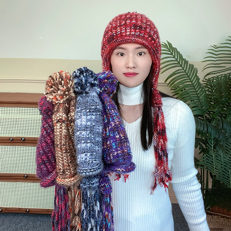 升级版五彩针织毛线帽