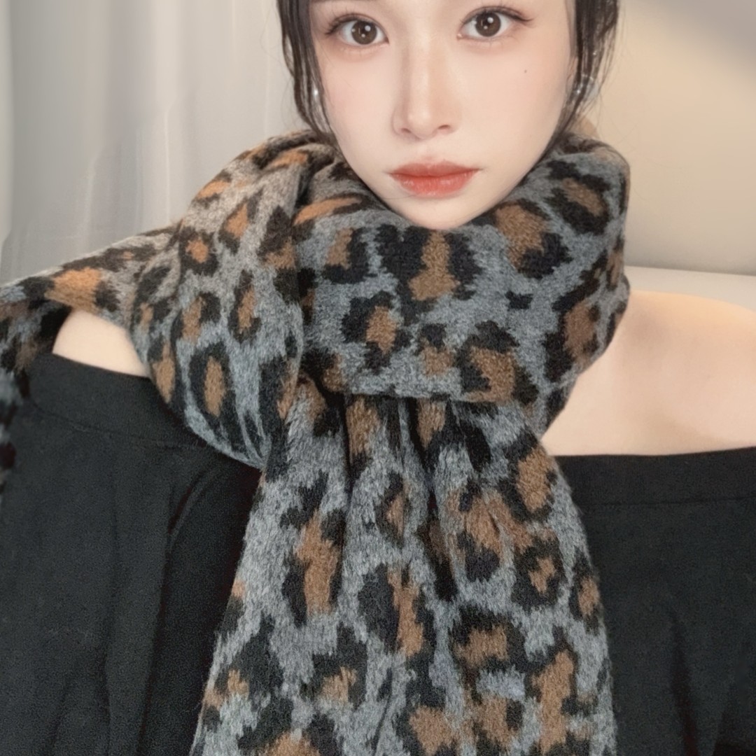 豹纹围巾韩版新款加厚保暖