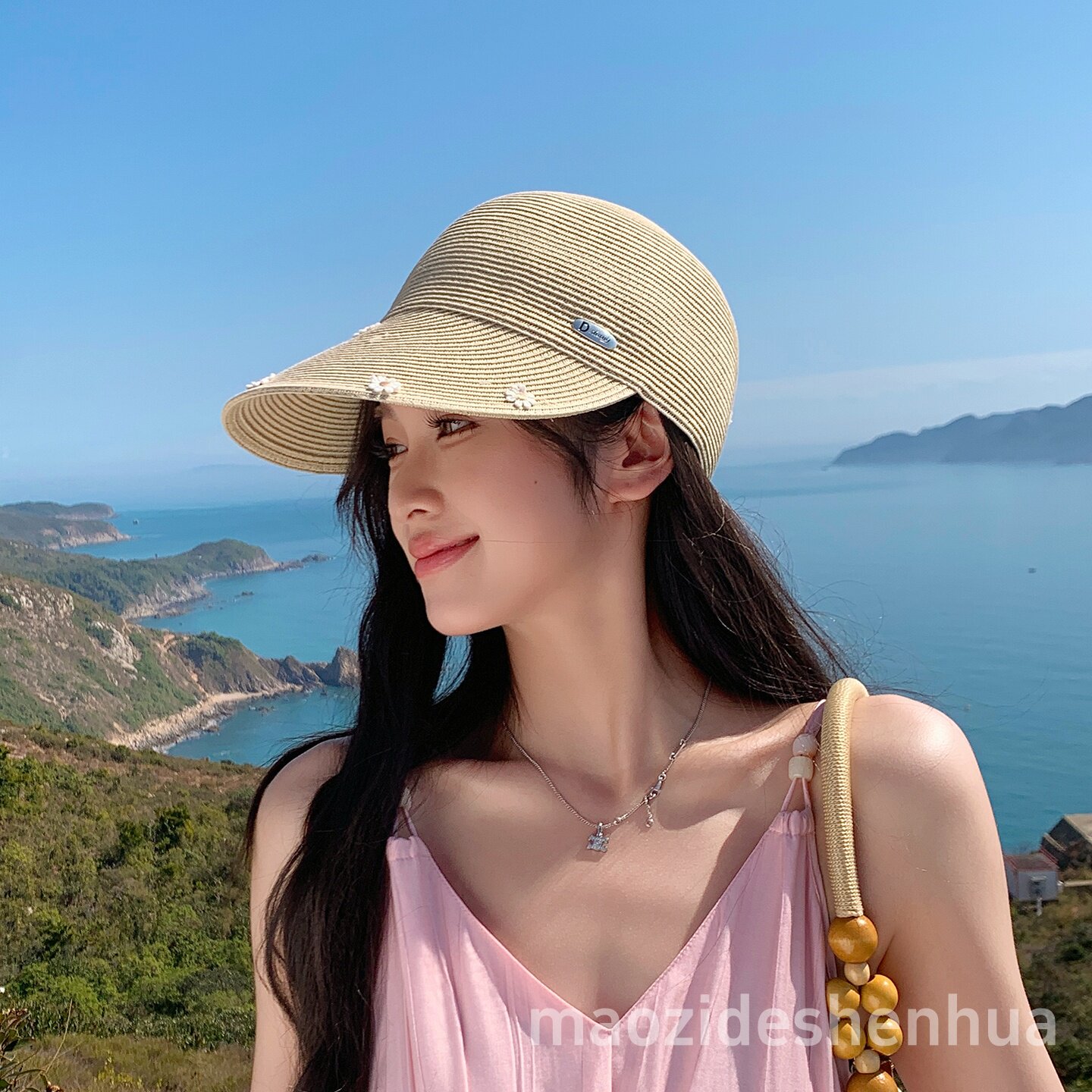 夏季草编马术渔夫帽女防晒显脸小