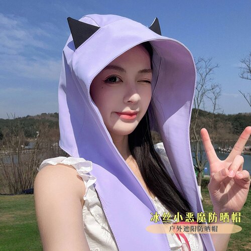可爱小恶魔防晒帽子女夏季遮阳帽