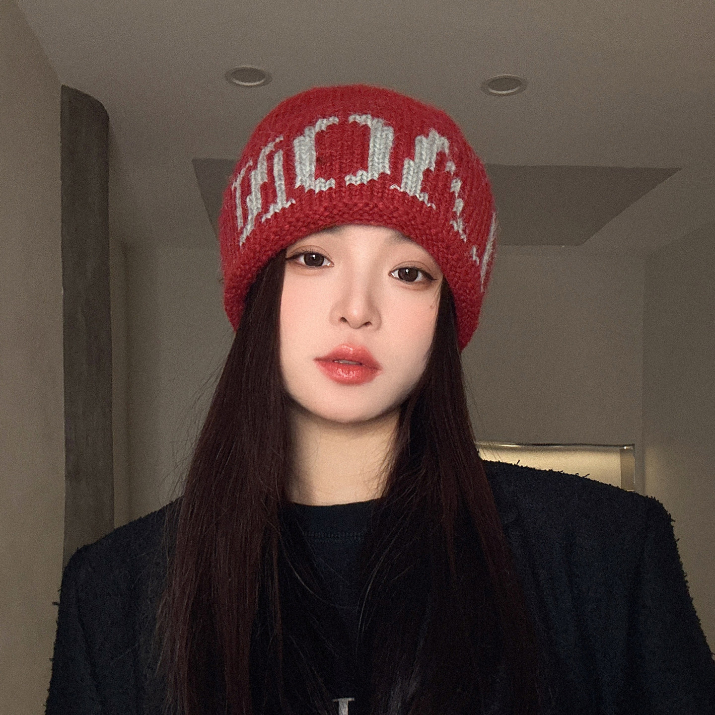 韩版时尚字母针织毛线帽男女保暖
