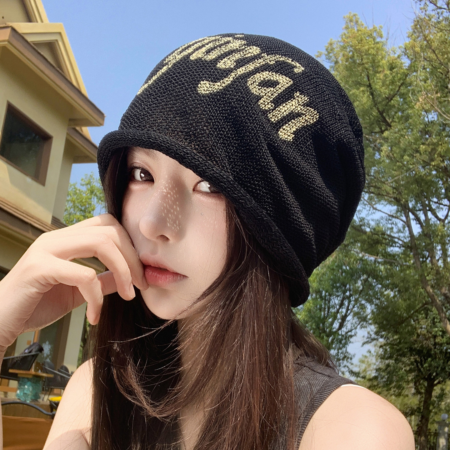 日系慵懒风薄款堆堆帽子女春夏季时尚显脸小包头帽百搭气质冷帽潮