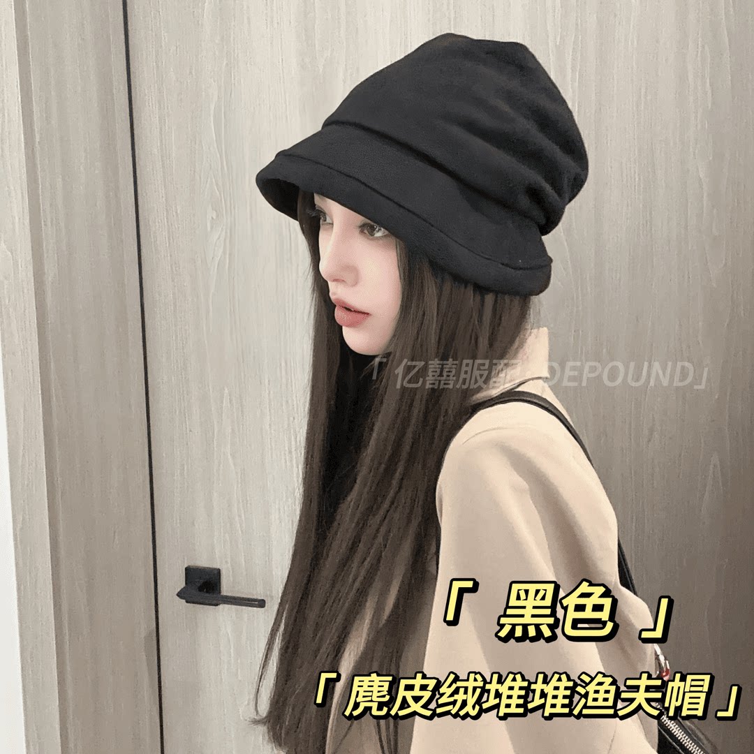 贝雷帽渔夫显脸小保暖褶皱风冬季