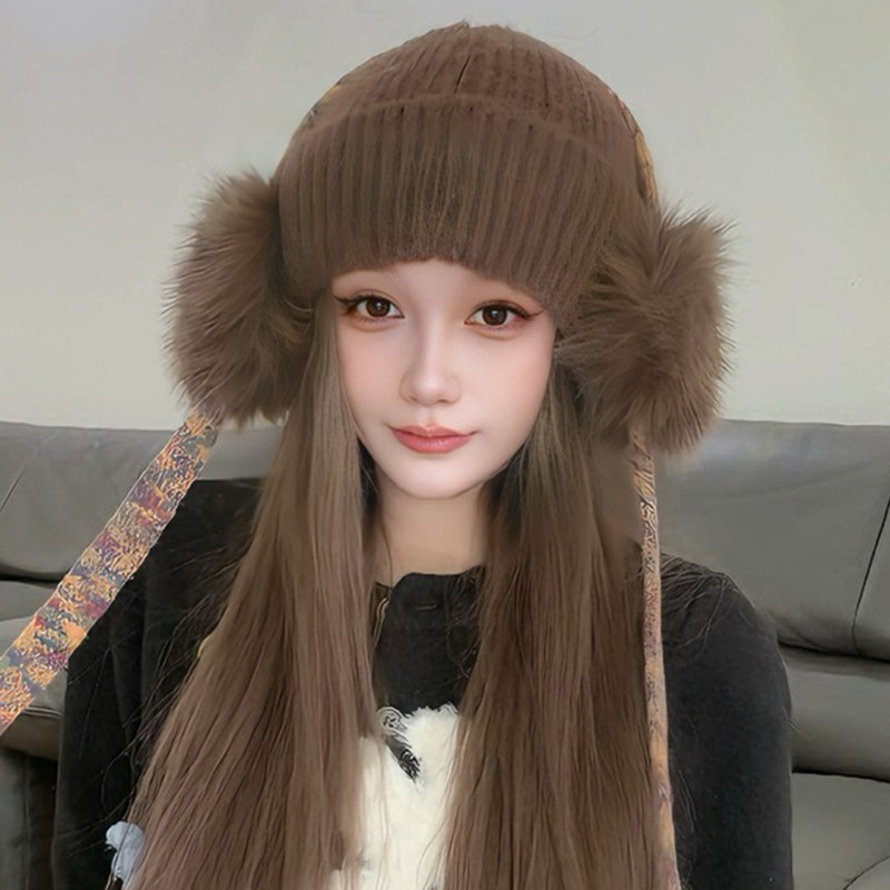 日系复古毛绒针织帽子女冬季耳罩一体护耳包头帽氛围感保暖毛线帽,服饰配件/皮带/帽子/围巾,帽子,淘宝优惠券,粉丝福利购,淘宝优惠卷