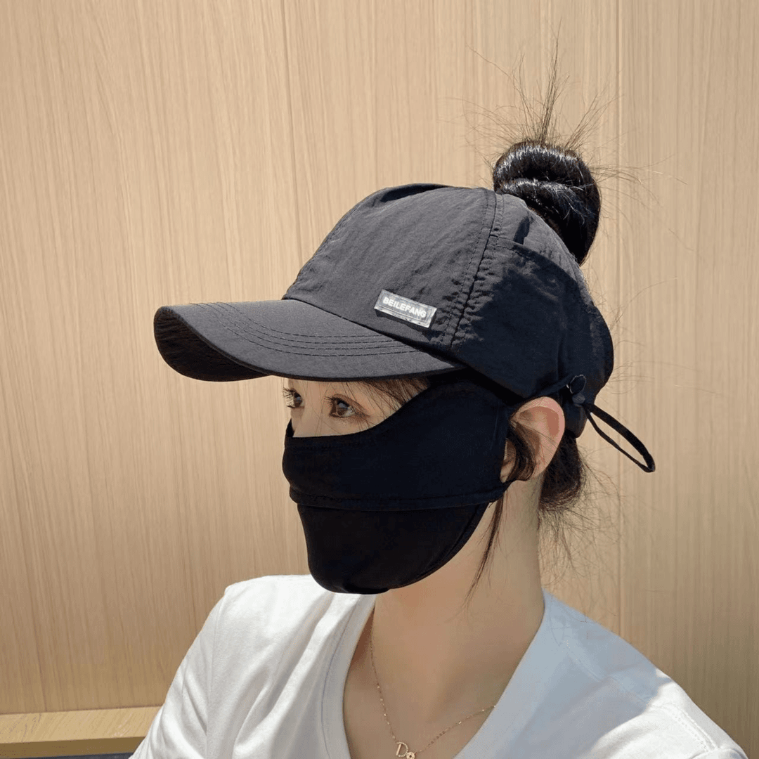 运动女士帽半空顶防晒可挂口罩