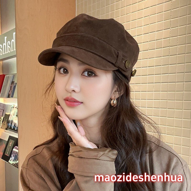 韩版高级感报童帽女秋冬保暖画家
