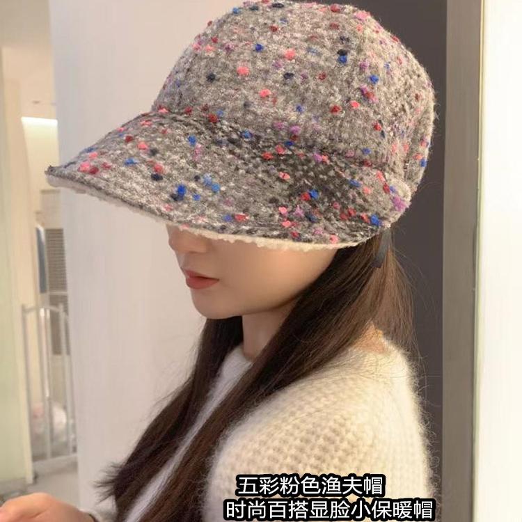 韩国ins粉色彩豆宽沿棒球帽