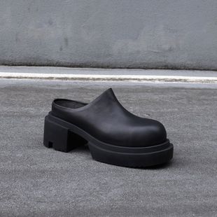 春夏新款高跟R0低帮半拖鞋欧洲站潮男鞋10CM内外极限增高厚底男女