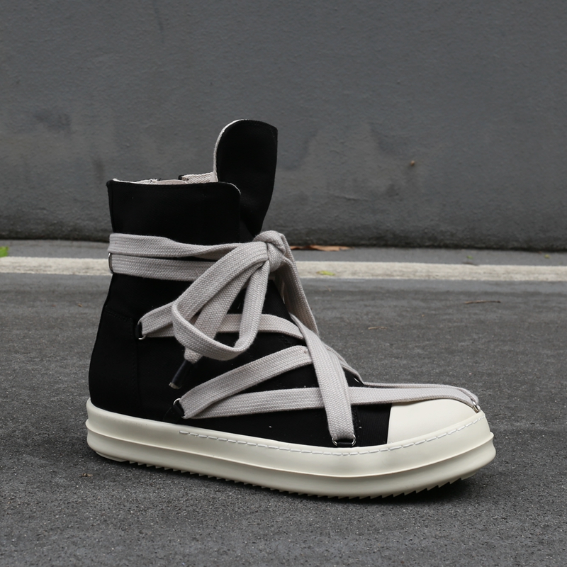 高帮斜纹r粗鞋带o五芒星潮男鞋韩版增高tpu奶香厚底靴高街欧洲站