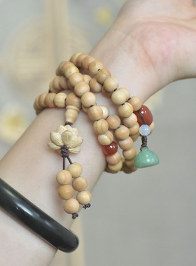 桃木原木8mm多层手链新中式