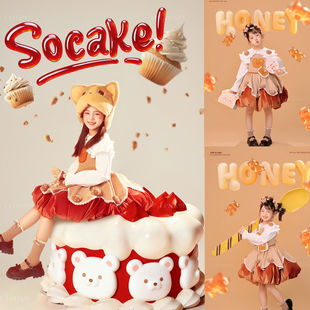 柠萌样片儿童摄影服装赢拍照主题女孩洋气2026年新款照相衣服套装