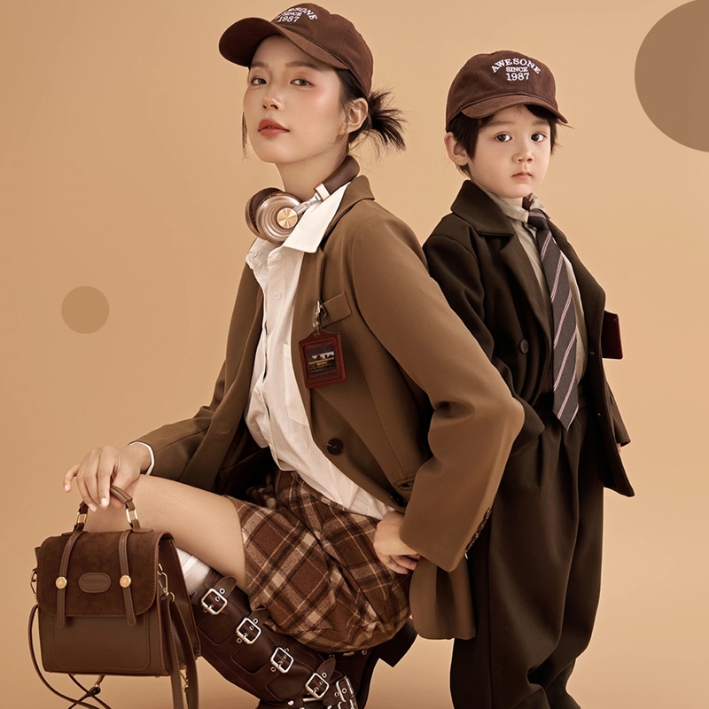 柠萌样片主题加盟2024年亲子装儿童摄影服装母女装外景影楼拍照衣