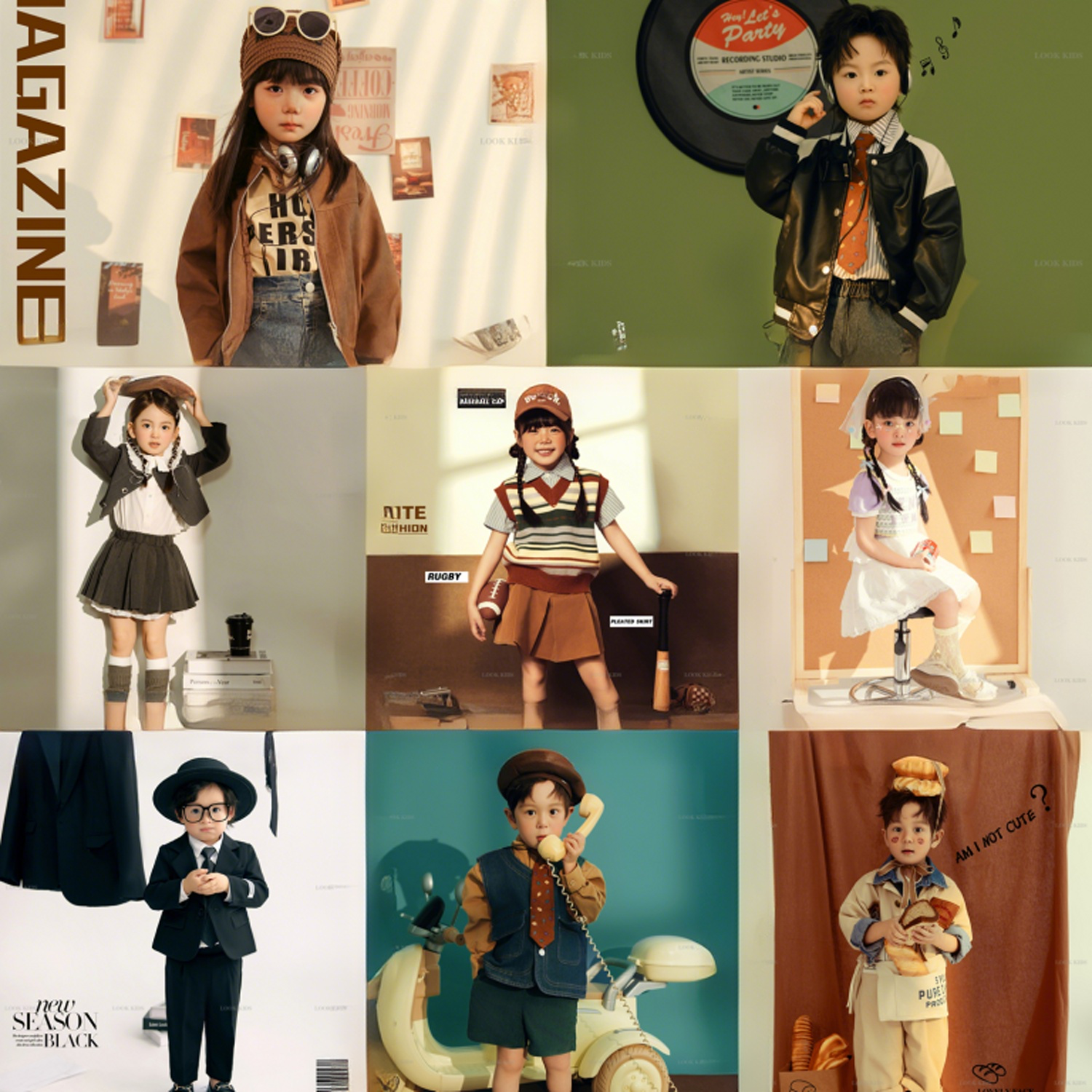 LOOK儿童摄影服装学院风影楼拍照主题2025年新款男女孩2-3岁衣服