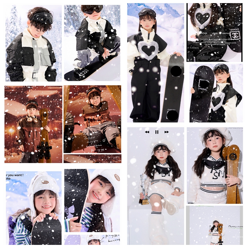 柠萌样片主题加盟儿童摄影服装雪景外景拍摄一区一家潮童治愈滑雪