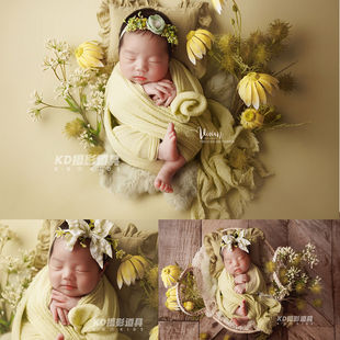 KD道具新生儿婴儿摄影裹布宝宝拍照月子照2026年裹布背景照相套装