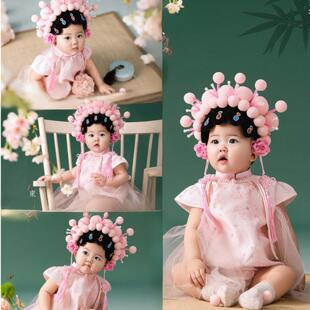 儿童摄影服装百天照宝宝青蛇影楼拍照主题簪花蛇宝宝国潮风2025年