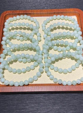 新品绿纹石手链绿色时尚绿蓝纹圆珠手串女款颜色小清新淡雅饰品