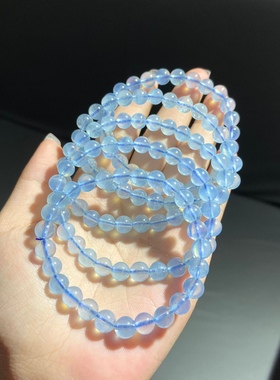 新品冰润海蓝宝手链女晴水蓝宝石手串蓝色水晶情侣礼物手串女款饰