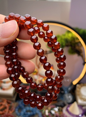 新品天然橙红色石榴石多圈手链 时尚浪漫芬达石榴石饰品礼物女款