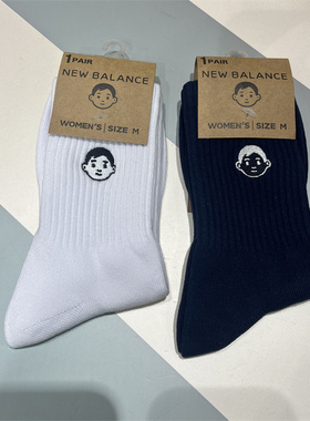 New BalanceNB联名Noritake袜子黑白色刺绣长袜LAS1201W-ECL-WT