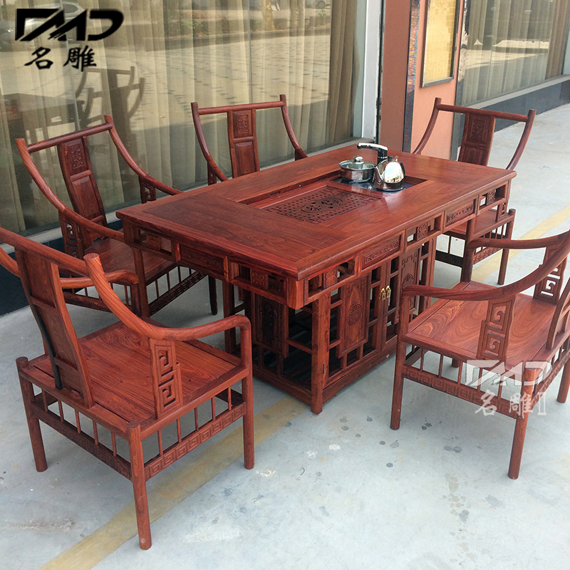小叶红檀双用茶桌榫卯结构