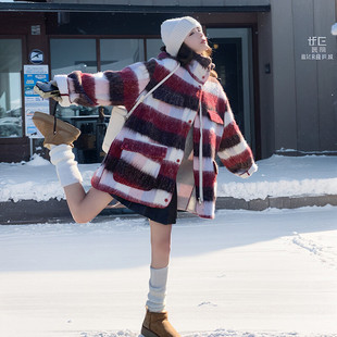 P195 复古长毛呢羊羔毛一体加厚外套D9910 K288 现货