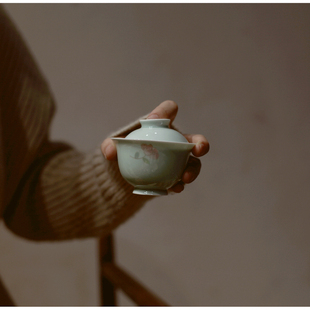 |勿念|《香韵》清欢小盖碗 釉下彩手绘豆青青釉 女生设计茶具