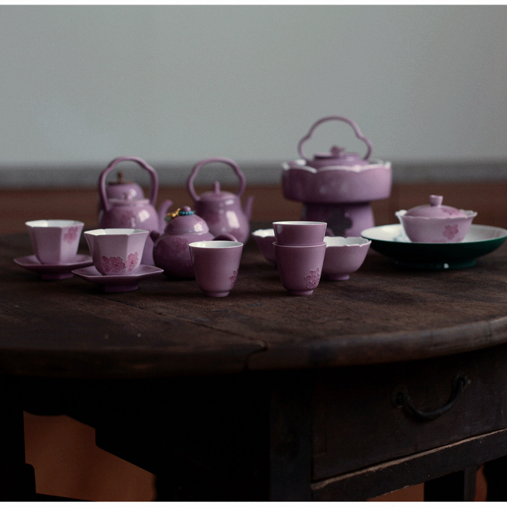 |勿念|《云霞紫》整套茶具 釉下彩高温瓷还原烧 茶壶茶杯紫色盖碗,餐饮具,盖碗,淘宝优惠券,粉丝福利购,淘宝优惠卷