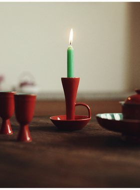 |亦宋书院|《故宫红》酥油灯 烛台仿古 红色中式摆件礼佛供佛蜡烛