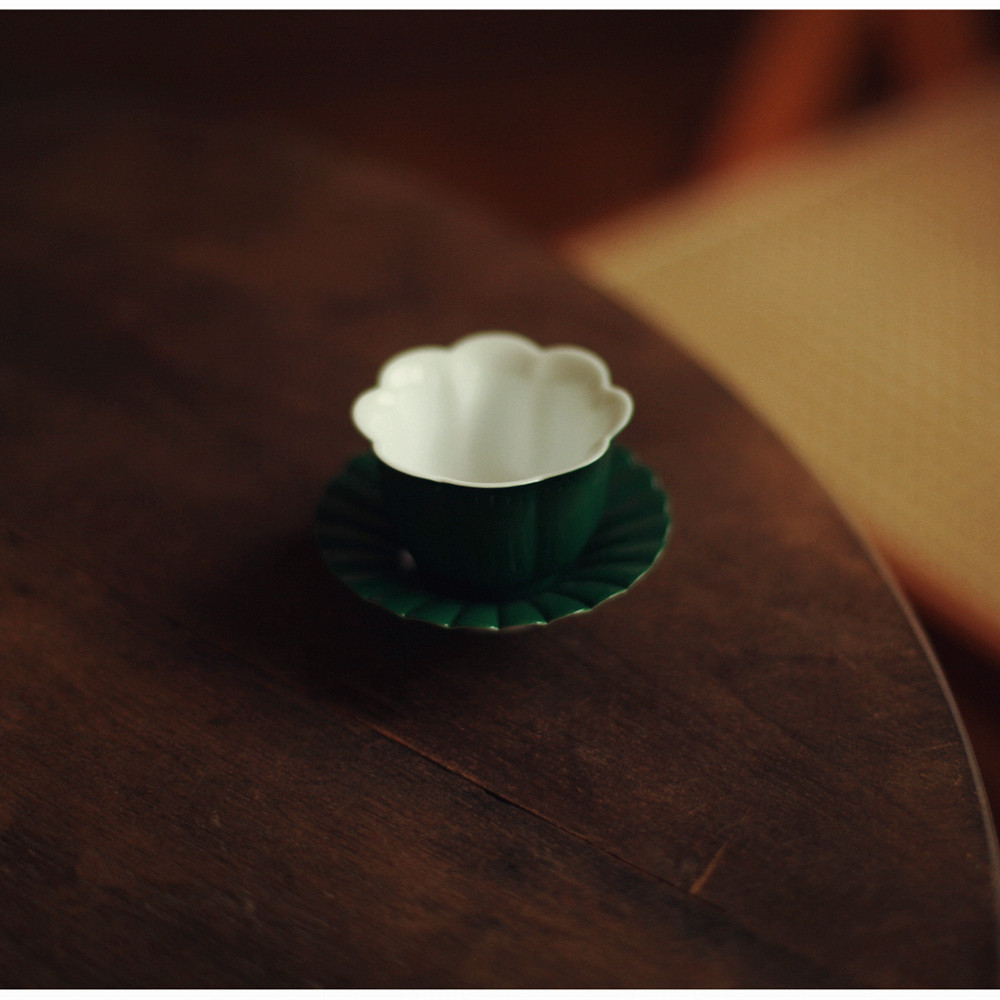 |勿念|《竹叶绿》花瓣主人杯杯垫 茶杯 陶瓷杯托  绿色茶具个人杯,餐饮具,茶杯,淘宝优惠券,粉丝福利购,淘宝优惠卷