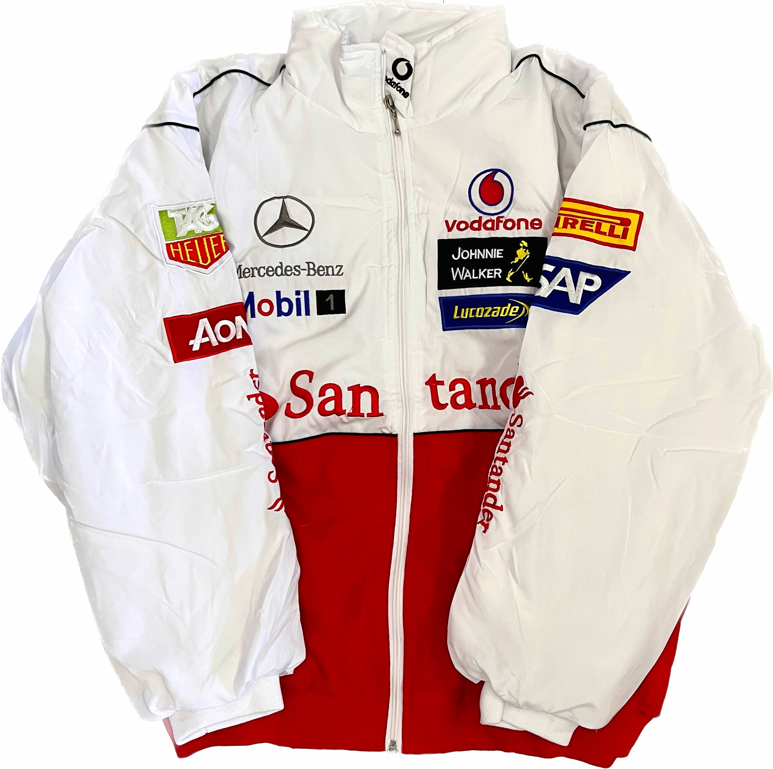 thumbnail for Fully Embroidered F1 Racing Suit Cotton Jacket Motorcycle Riding Jacket American Style Autumn and Winter Retro Team Windproof