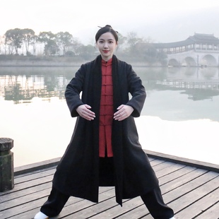 (风衣)秀华道源太极服冬款加厚加绒披风太极拳练功服武术表演服