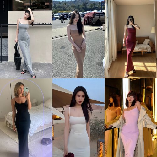 Skims辣妹露背显身材吊带裙