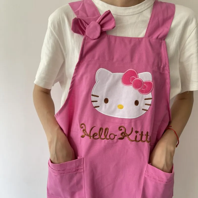 HELLOKITTY 卡通可爱粉色围裙厨房用品心围裙家用烧饭围裙