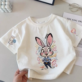 打底衫 中小童新款 纯棉休闲T恤女童卡通印花上衣 夏季 2026洋气短袖