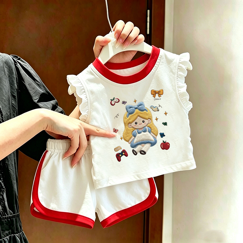 纯棉2026夏季可爱女童套装洋气薄款无袖背心儿童两件套背心短裤潮