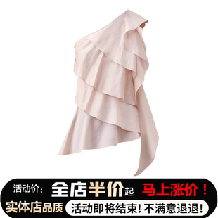 绝美超好看仙气多层荷叶边飘带上衣女2026夏装设计感斜肩吊带小衫