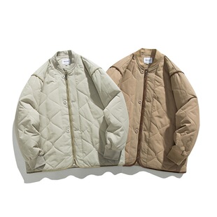 现在就出发范丞丞王安宇同款日系菱形格棉衣情侣宽松廓形棉服外套