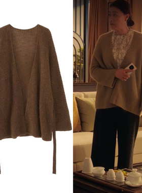 四喜许娣何丽华岳红同款马海毛针织开衫女秋冬慵懒风羊毛毛衣外套